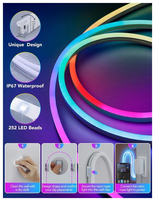 LED Universalstreifenleuchte 2000 mm Multi AC H61A1 Neon Rope Light 