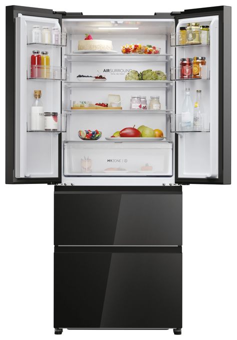 Side-by-Side Kühl-/ Gefrierkombination 262 l / 140 l 287 kWh NoFrost 1775 mm x 700 mm  HFR3718ENGB (Schwarz) 