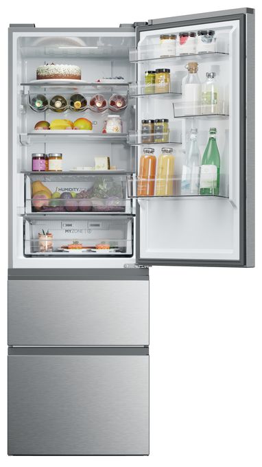 235 l / 125 l Kühl-Gefrierkombi freistehend NoFrost 217 kWh Jahr  HTW5618DNMG (Silber) 