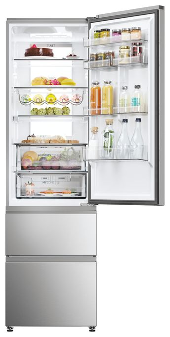 289 l / 125 l Kühl-Gefrierkombi freistehend NoFrost 120 kWh Jahr  HTW7620ANMG (Edelstahl) 