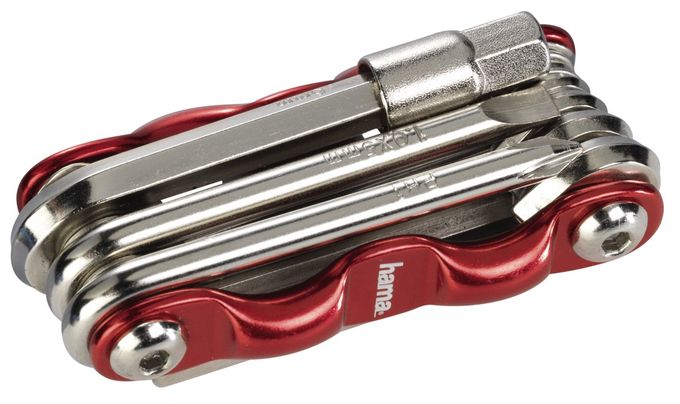 00178128 Fahrrad-Mini-Faltwerkzeug 9-teilig Metallisch,Rot 