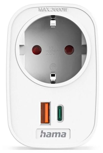  223344 Mehrfachstecker 3er f. Steckdose 1 USB-C PD 1 USB-A 1 Schutzkontakt 45 W (Weiß) 