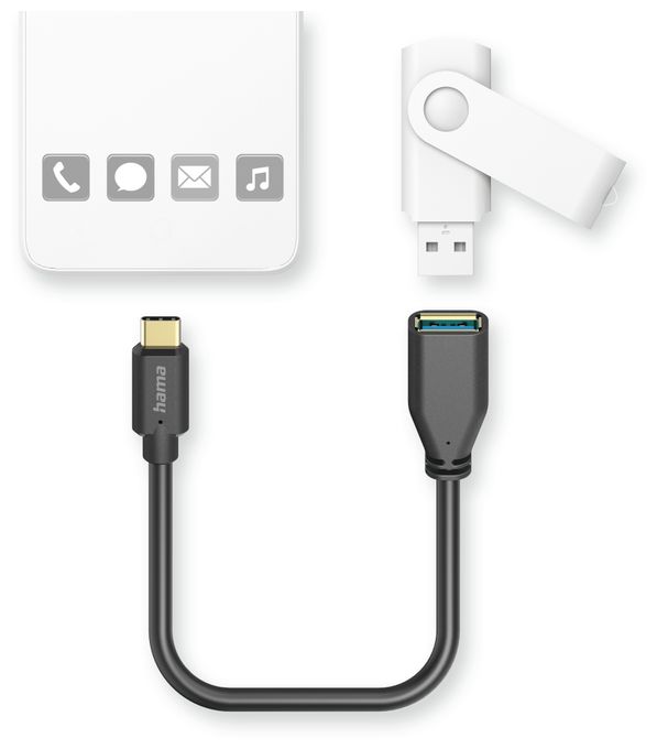 5 Gbit/s Buchse USB A auf USB C Stecker 0,15 m  125105 (Schwarz) 