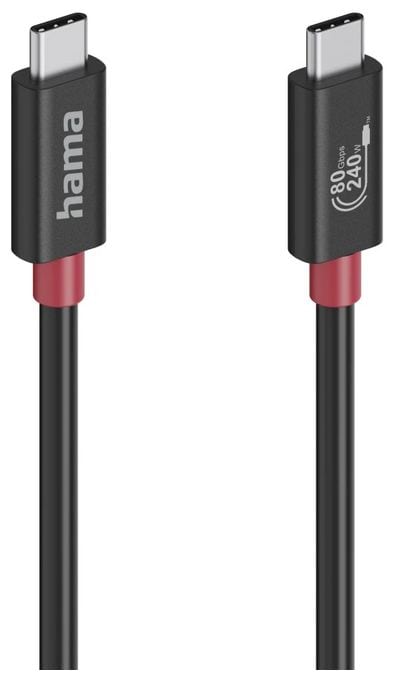 80000 Gbit/s Stecker Rundkabel USB C auf USB C bis 240 W 1 m  200799 (Schwarz) 