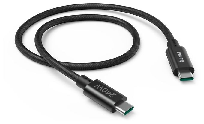 5 Gbit/s Stecker Rundkabel USB C auf USB C bis 240 W 1,5 m  201702 (Schwarz) 