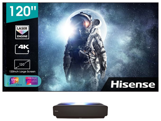  120L5F-A12 4K Laser TV inkl. Cinema Screen 303 cm(120 Zoll) (Schwarz, Grau) 