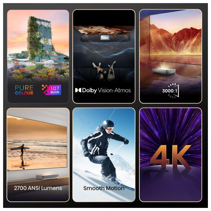 UHD 4K (3840x2160) DLP Laser Ultra-Short-Throw-Projektor 2700 ANSI Lumen  120L5HA 4K Laser TV 3,05 m (120 Zoll) (Silber, Weiß) 