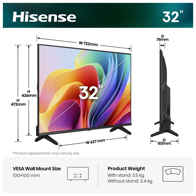 LED 81,3 cm (32 Zoll) Fernseher HD-ready VESA 100 x 100 mm 32A49S 