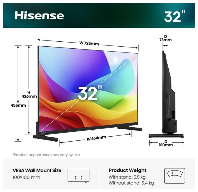 LED 81,3 cm (32 Zoll) Fernseher Full HD VESA 100 x 100 mm 32A59S 