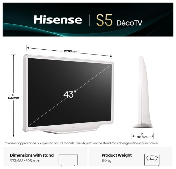 LED 109,2 cm (43 Zoll) Fernseher 4K Ultra HD  43S5DQ (Weiß) 