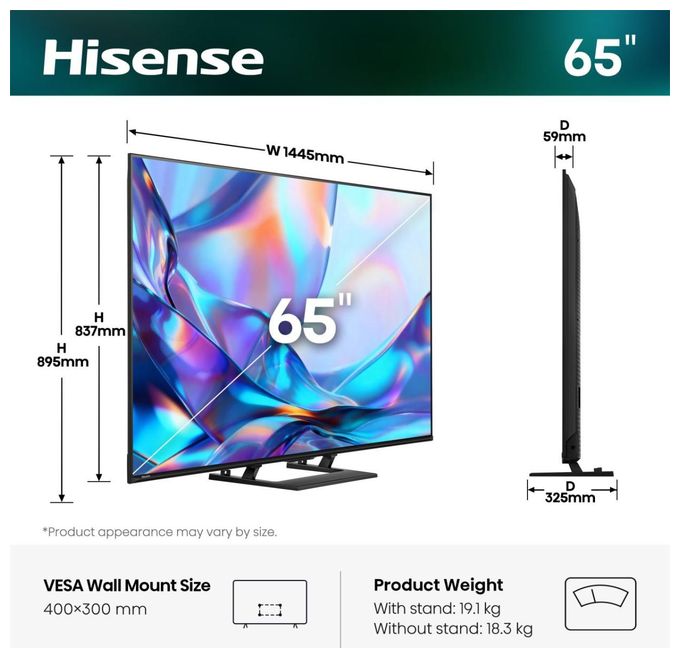 QLED 165,1 cm (65 Zoll) Fernseher 4K Ultra HD VESA 400 x 300 mm 65A79S 