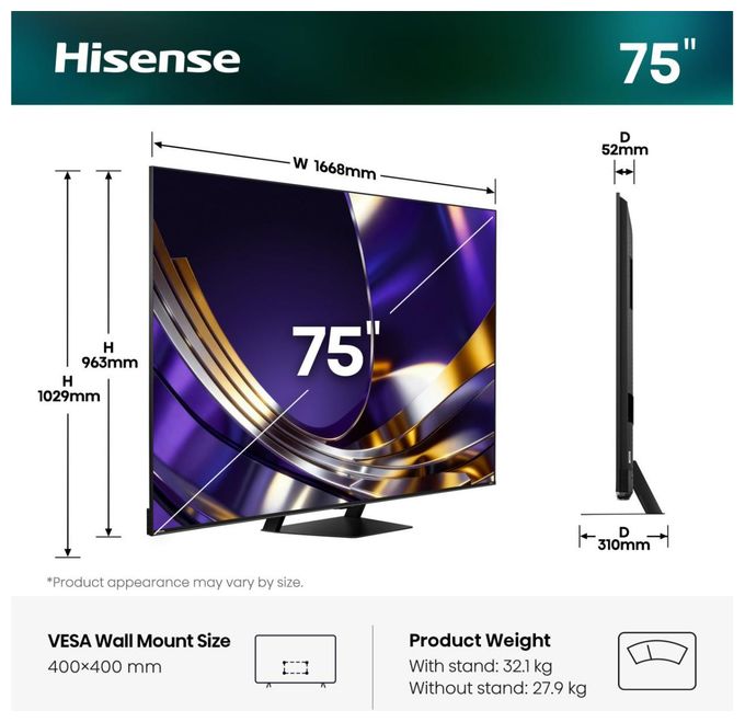 LED 190,5 cm (75 Zoll) Fernseher 4K Ultra HD VESA 400 x 400 mm 75U79S Pro 