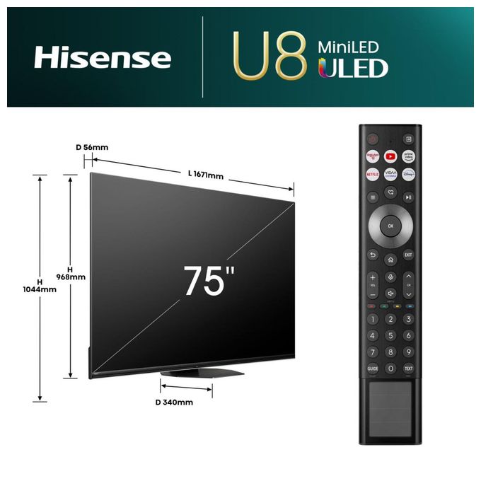 MiniLed 190,5 cm (75 Zoll) Fernseher 4K Ultra HD VESA 600 x 400 mm 75U8NQ 