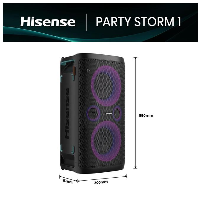 300 W Bluetooth Lautsprecher IPX4 Laufzeit bis 15 h  Party Storm 1 (Schwarz) 