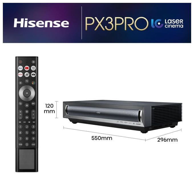 UHD 4K (3840x2160) DLP Laser Ultra-Short-Throw-Projektor 2700 ANSI Lumen (Schwarz, Dunkles Grau) PX3 Pro TriChroma Smart Laser Cinema 4K 