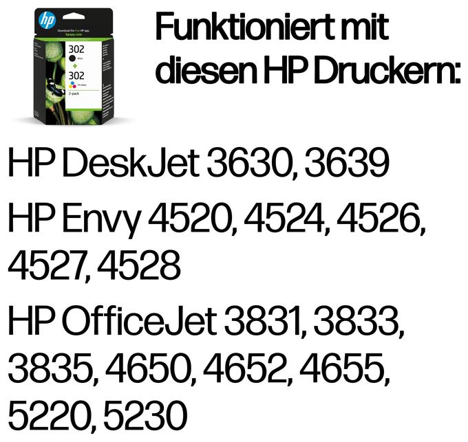 Druckerpatronen Schwarz, Cyan, Magenta, Gelb 3,5 ml 4 ml 170 Seiten Nr.302 