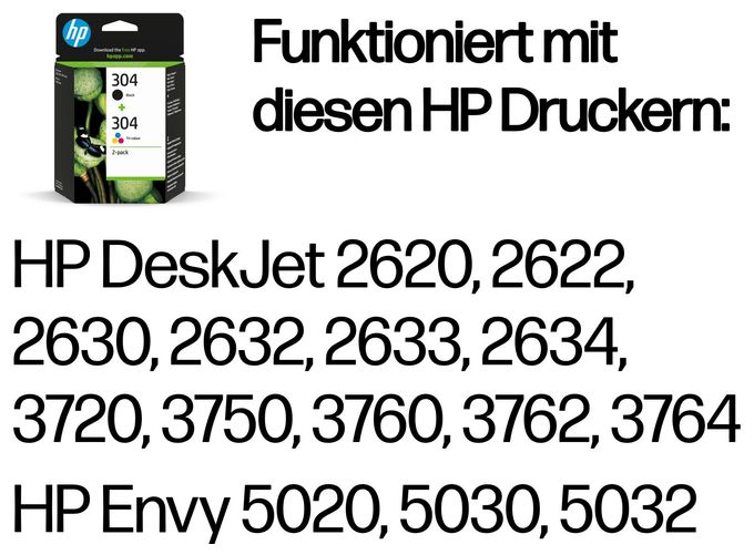 Druckerpatronen Schwarz, Cyan, Magenta, Gelb 4 ml 2 ml 120 Seiten Nr.304 