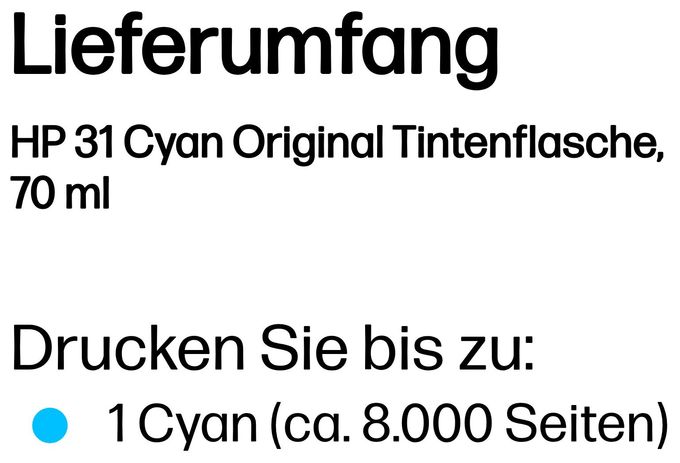 originale Druckerpatronen Cyan 70 ml Nr.31 