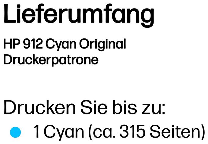 originale Druckerpatronen Cyan 2,9 ml Nr.912 