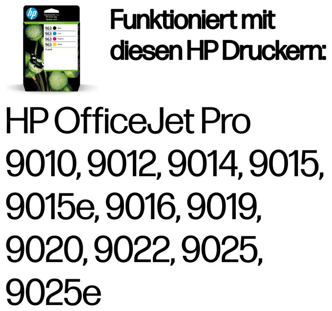 originale Druckerpatronen Schwarz, Cyan, Magenta, Gelb 47,86 ml 1000 Seiten Nr.963 4er-Pack 