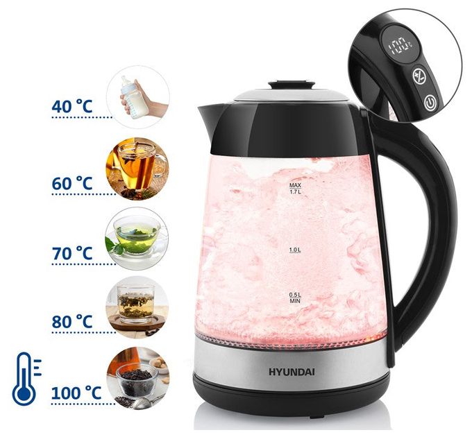 1,7 l Wasserkocher 2200 W (Schwarz, Agave, Transparent) VK780 