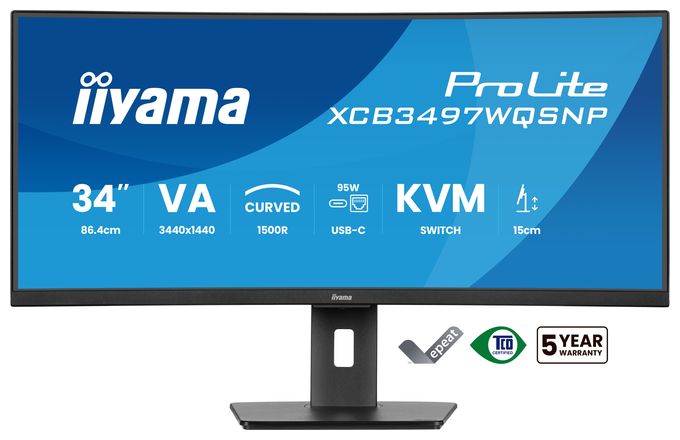 Quad HD Monitor 86,4 cm (34 Zoll) 21:9 350 cd/m²  ProLite XCB3497WQSNP-B1 (Schwarz) 