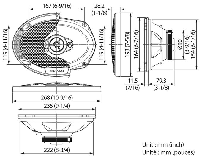 3-Wege Einbaulautsprecher 80 W 500 W KFC-S6976EX 