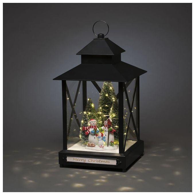 Warmweiß (3000K) Warmweiß Batterie/Akku 4342-000 LED-Laterne mit Schneemännern 42cm 