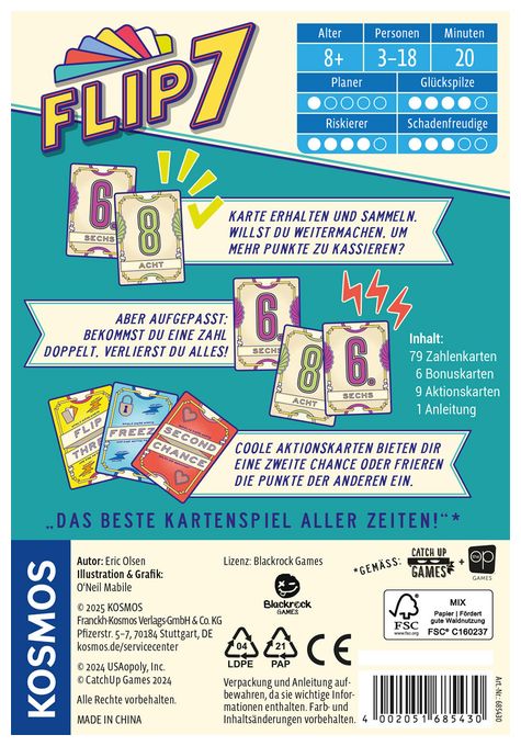 Kartenspiel bis zu 18 Spielern ab 8 Jahr(e) 47885947 Flip 7 