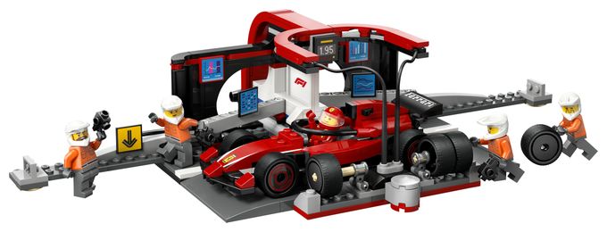 F1® Boxenstopp mit Boxencrew und Ferrari Flitzer 