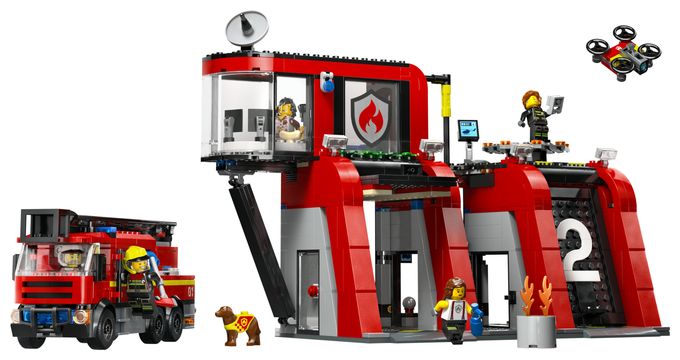 Feuerwehrstation mit Drehleiterfahrzeug 