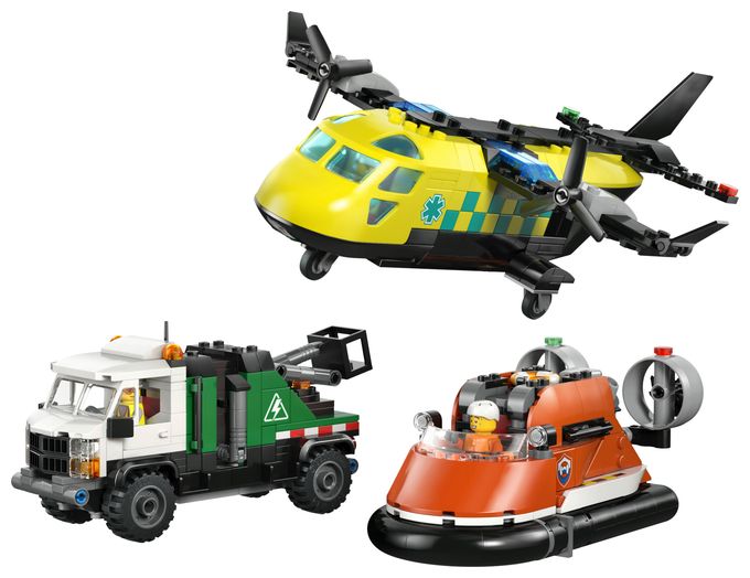 Kombinationsset mit Flugzeug, Wartungsfahrzeug und Luftkissenboot 