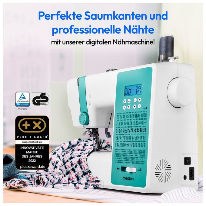 LIFE® Digitale Nähmaschine SD36 (MD11881) einstellbare Stichlänge und Stichbreite, 270 Stichmuster, Integriertes Zubehörfach, 36 Watt Motorleistung 