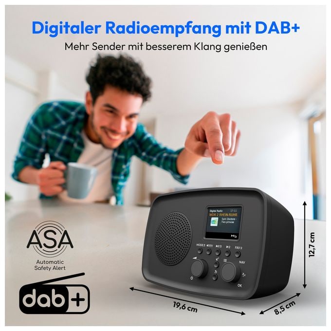 Bluetooth DAB+, UKW, FM Radio Persönlich Wasserfest IPX1  Life DRE-1 (Schwarz) 