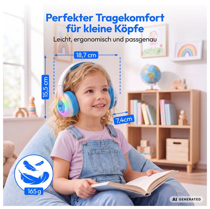 Bluetooth Kopfhörer kabelgebunden/kabellos USB Typ-C  LIFE HE-1 (Weiß/Blau) 