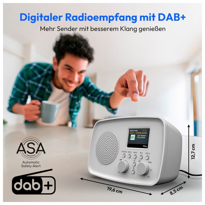Bluetooth DAB+, FM Radio Persönlich IPX1  Life MD89288 (Grau) 