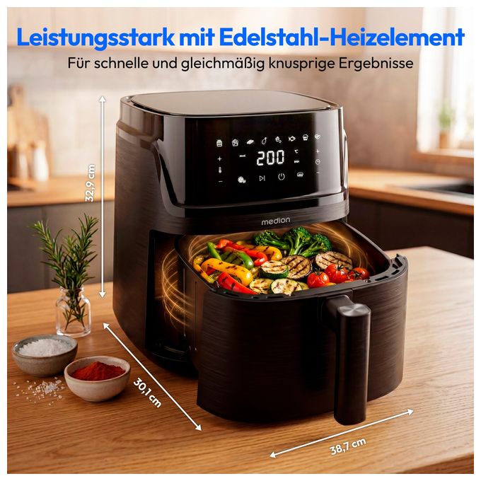 Heißluftfritteuse 7,2 l 1650 W  Life P15 XL (Schwarz) 