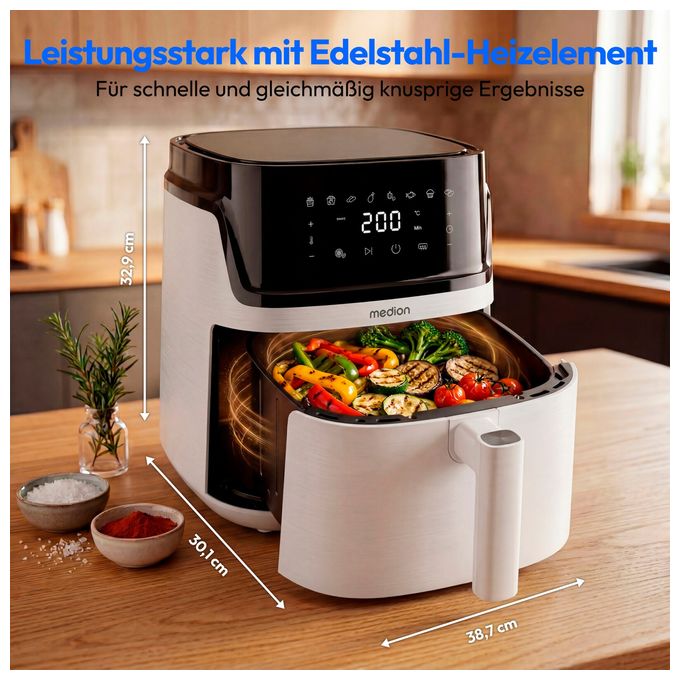 Heißluftfritteuse 7,2 l 1650 W  Life P15 XL (Weiß, Schwarz) 