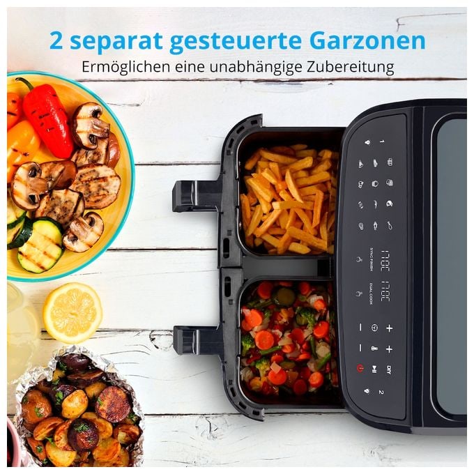 Doppel Heißluftfritteuse 8,7 l 2600 W  Life P20 XXL MD11760 (Schwarz) 