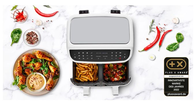 Doppel Heißluftfritteuse 8,7 l 2600 W  Life P20 XXL MD11760 (Weiß) 