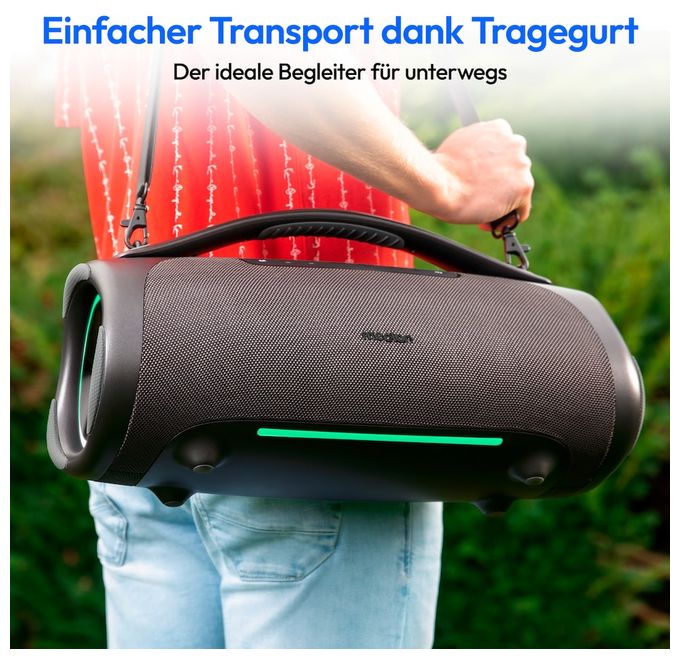 100 W Bluetooth Lautsprecher IPX7 Laufzeit bis 30 h  Life P61768 (Grau) 