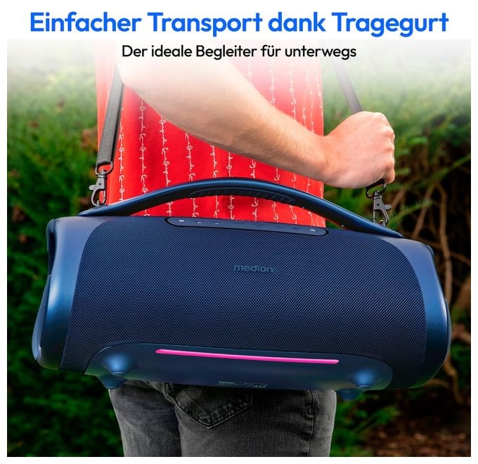 100 W Bluetooth Lautsprecher IPX7 Laufzeit bis 30 h  Life P61768 (Blau) 