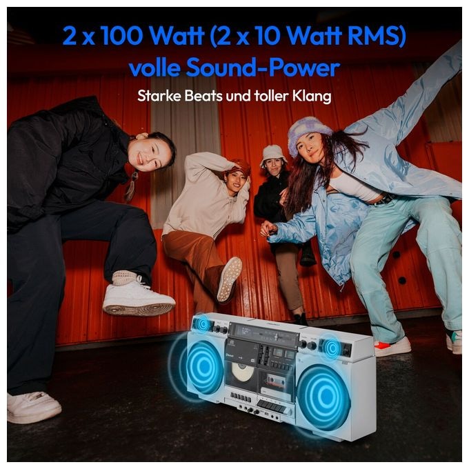 DAB+, FM, PLL 20 W Bluetooth  Life P66538 Retro Boombox (Weiß) 