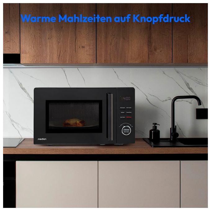 Freistehende Mikrowelle 800 W Größe: klein 5 Stufen Grill  MD12021 (Schwarz) 