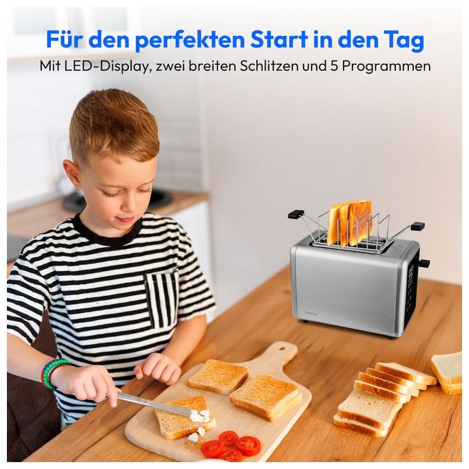 Toaster 850 W 2 Scheibe(n) 7 Stufen  MD12102 (Silber, Schwarz) 
