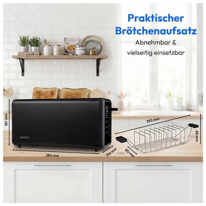 Toaster 1450 W 4 Scheibe(n) 7 Stufen  MD12103 (Schwarz) 