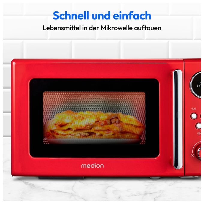 Freistehende Mikrowelle 800 W Größe: klein 5 Stufen  MD15000 (Rot) 