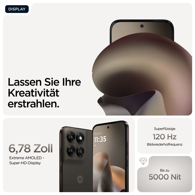 256 GB 5G Smartphone 17,3 cm (6.8 Zoll) 2,5 GHz Android 108 MP Dual Kamera Dual Sim WiFi 5 (PANTONE Black Olive) Moto G77 