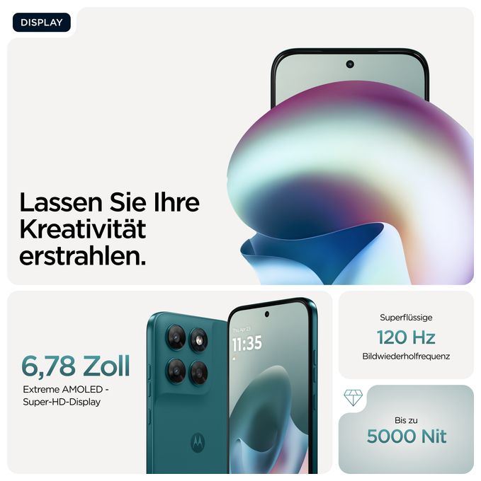 256 GB 5G Smartphone 17,3 cm (6.8 Zoll) 2,5 GHz Android 108 MP Dual Kamera Dual Sim WiFi 5 (PANTONE Shaded Spruce) Moto G77 