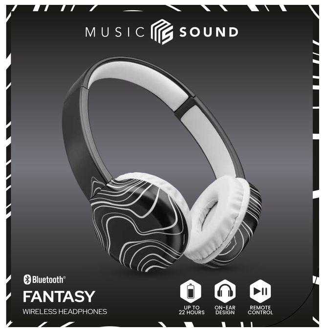 Ohraufliegender Bluetooth Kopfhörer kabellos 22 h Laufzeit  Fantasy (Schwarz) 